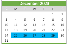 District School Academic Calendar for Hulsing Elementary School for December 2023