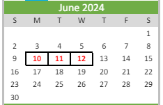District School Academic Calendar for Hulsing Elementary School for June 2024