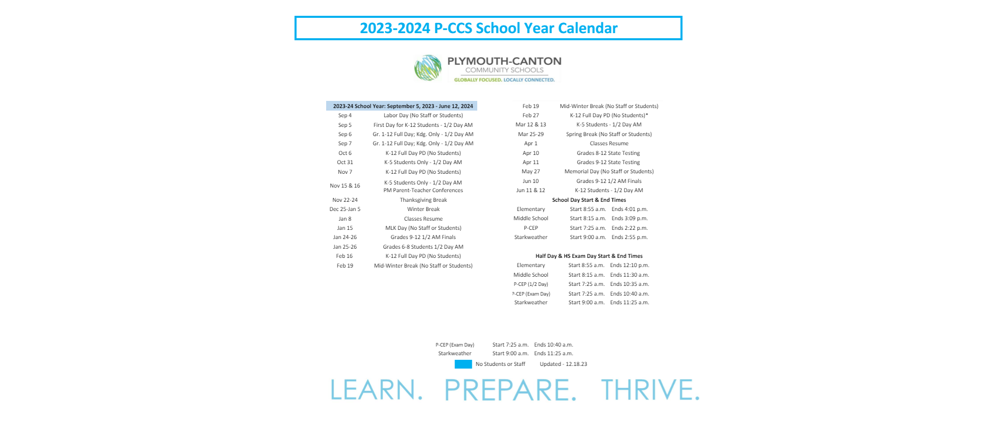 District School Academic Calendar Key for Hulsing Elementary School