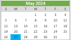 District School Academic Calendar for Hulsing Elementary School for May 2024