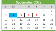 District School Academic Calendar for Hulsing Elementary School for September 2023