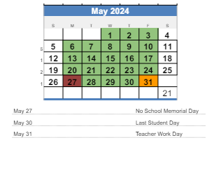 District School Academic Calendar for Riverside Intermediate for May 2024
