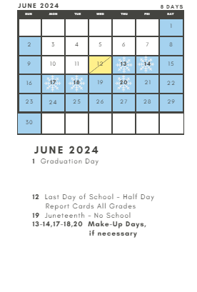 District School Academic Calendar for South Elementary for June 2024