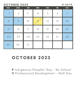 District School Academic Calendar for South Elementary for October 2023