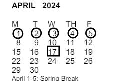 District School Academic Calendar for Madison Elementary for April 2024