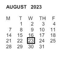 District School Academic Calendar for Yorba Elementary for August 2023