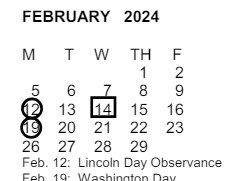 District School Academic Calendar for San Antonio Elementary for February 2024