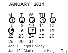 District School Academic Calendar for Philadelphia Elementary for January 2024