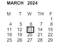 District School Academic Calendar for Kingsley Elementary for March 2024