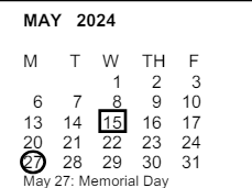 District School Academic Calendar for Yorba Elementary for May 2024