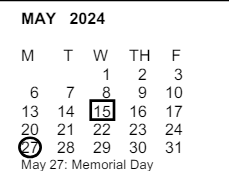 District School Academic Calendar for San Antonio Elementary for May 2024