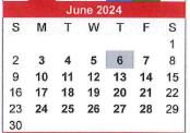 District School Academic Calendar for Paul Saylor Elementary School for June 2024