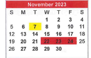 District School Academic Calendar for Paul Saylor Elementary School for November 2023
