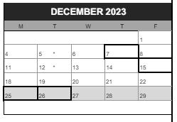 District School Academic Calendar for Jefferson High School for December 2023