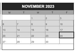 District School Academic Calendar for Jefferson High School for November 2023