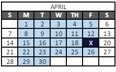 District School Academic Calendar for Peak Alternative Program for April 2024