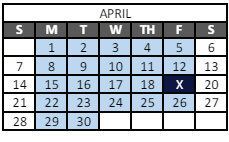 District School Academic Calendar for Wellington Junior High School for April 2024