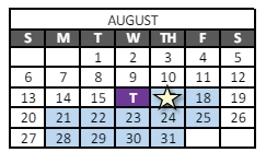 District School Academic Calendar for Barton Prekindergarten for August 2023