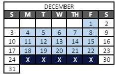 District School Academic Calendar for Peak Alternative Program for December 2023