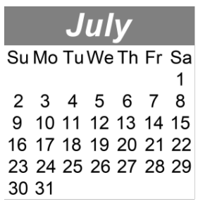 District School Academic Calendar for Barton Prekindergarten for July 2023