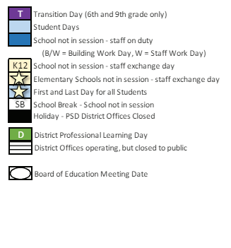 District School Academic Calendar Legend for Pioneer Charter School