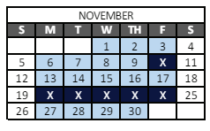 District School Academic Calendar for Pioneer Charter School for November 2023