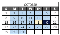 District School Academic Calendar for Peak Alternative Program for October 2023
