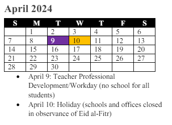 District School Academic Calendar for Freedom High for April 2024