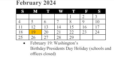 District School Academic Calendar for Old Bridge Elementary for February 2024