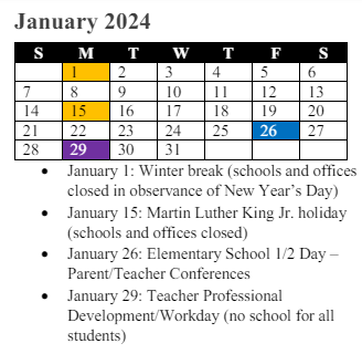 District School Academic Calendar for Freedom High for January 2024