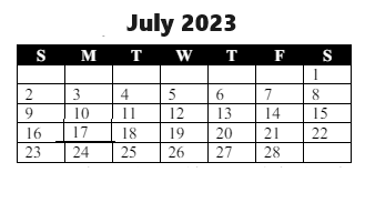 District School Academic Calendar for Old Bridge Elementary for July 2023