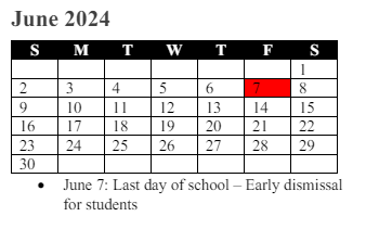 District School Academic Calendar for Freedom High for June 2024