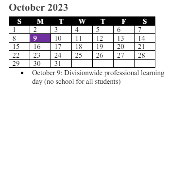 District School Academic Calendar for Sharon C. Mcauliffe Elementary for October 2023