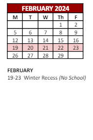 District School Academic Calendar for Academy Of Service for February 2024