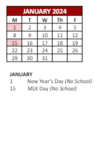 District School Academic Calendar for Academy Of Service for January 2024