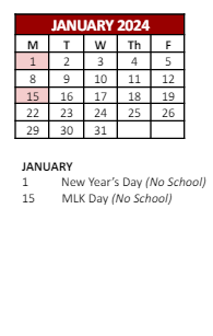 District School Academic Calendar for William B. Cooley/health And Science TECH. Academy for January 2024