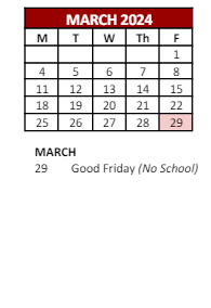 District School Academic Calendar for William B. Cooley/health And Science TECH. Academy for March 2024