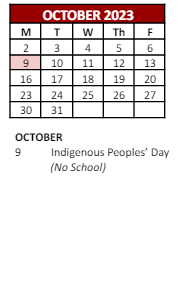 District School Academic Calendar for Gilbert Stuart Middle School for October 2023