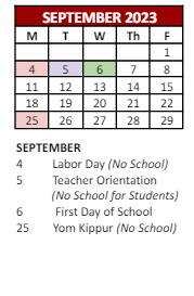 District School Academic Calendar for Gilbert Stuart Middle School for September 2023
