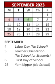 District School Academic Calendar for William B. Cooley/health And Science TECH. Academy for September 2023