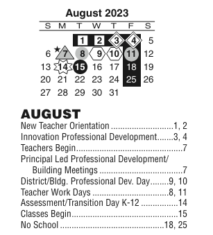 District School Academic Calendar for Cesar Chavez Academy for August 2023