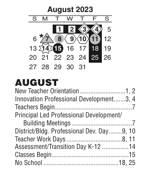 District School Academic Calendar for Goodnight Elementary School for August 2023