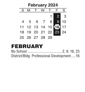 District School Academic Calendar for Somerlid Elementary School for February 2024