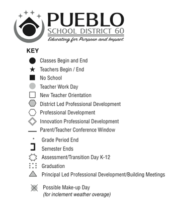 District School Academic Calendar Legend for Cesar Chavez Academy