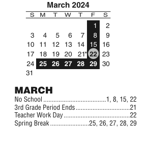 District School Academic Calendar for Bessemer Elementary School for March 2024