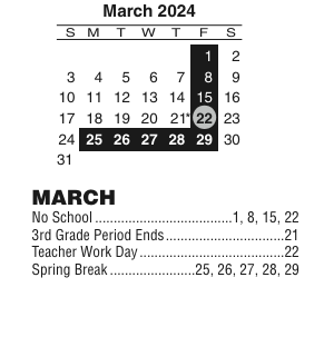 District School Academic Calendar for Cesar Chavez Academy for March 2024