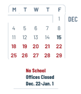 District School Academic Calendar for Sylvan Hills Elementary School for December 2023