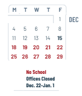 District School Academic Calendar for Pine Forest Elementary School for December 2023