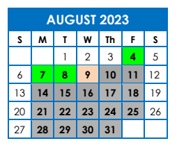 District School Academic Calendar for Kirkland Es for August 2023