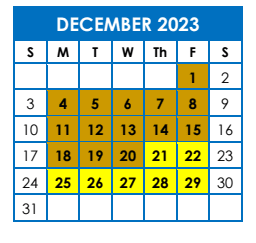 District School Academic Calendar for Kirkland Es for December 2023